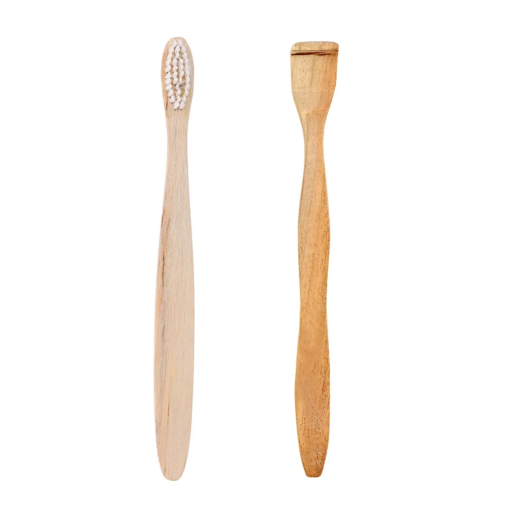 Organic Wood Toothbrush White + Neem Wood Tongue Scraper