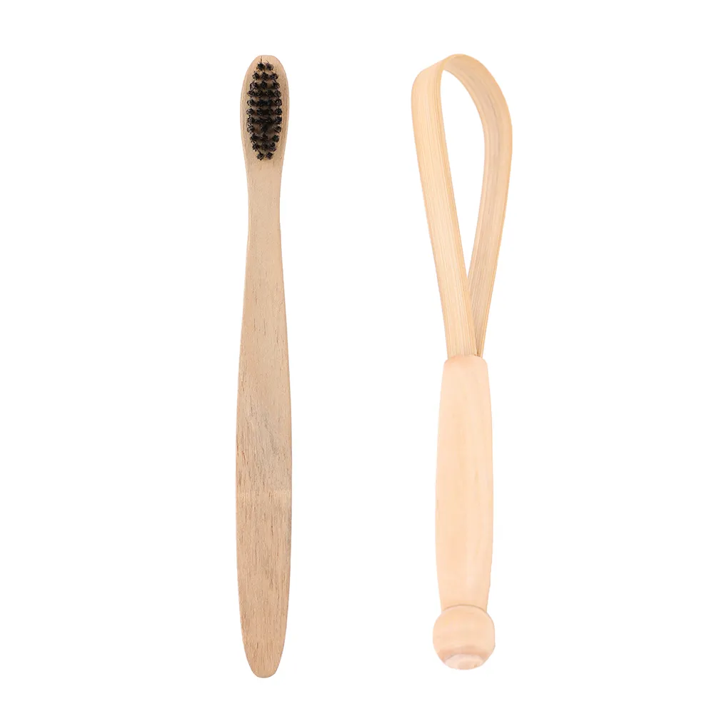 Stainless Steel Tongue Cleaner - Brush with Bamboo